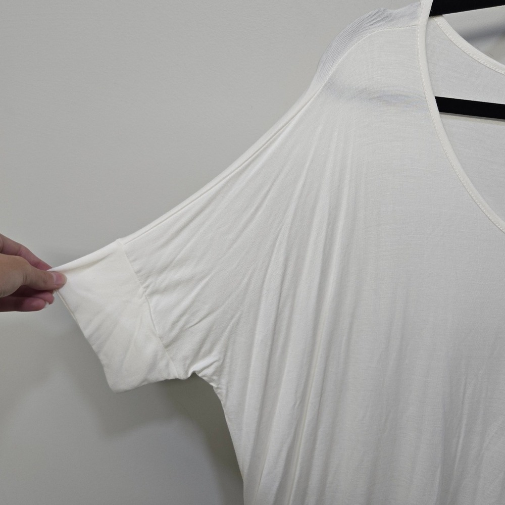 Women Oversized Top Tunic Dress Plus Size 2X White Jersey Knit Minimalist Scandi - Picture 3 of 6